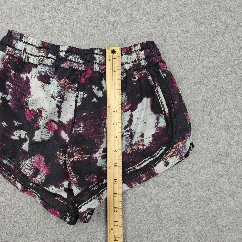 Lululemon Running Shorts Womens 6 Multicolor Print Lined Drawstring Zip Pocket - Picture 8 of 9